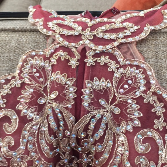 Cocktail dress in burgundy and gold lace 💐💐Spring sale - Picture 4 of 4